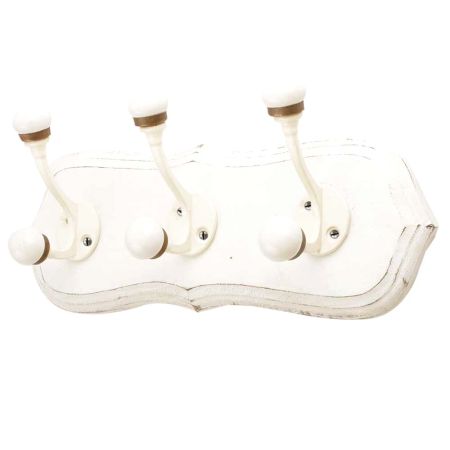 White Cream Double Loop Ceramic Iron Wooden Hooks